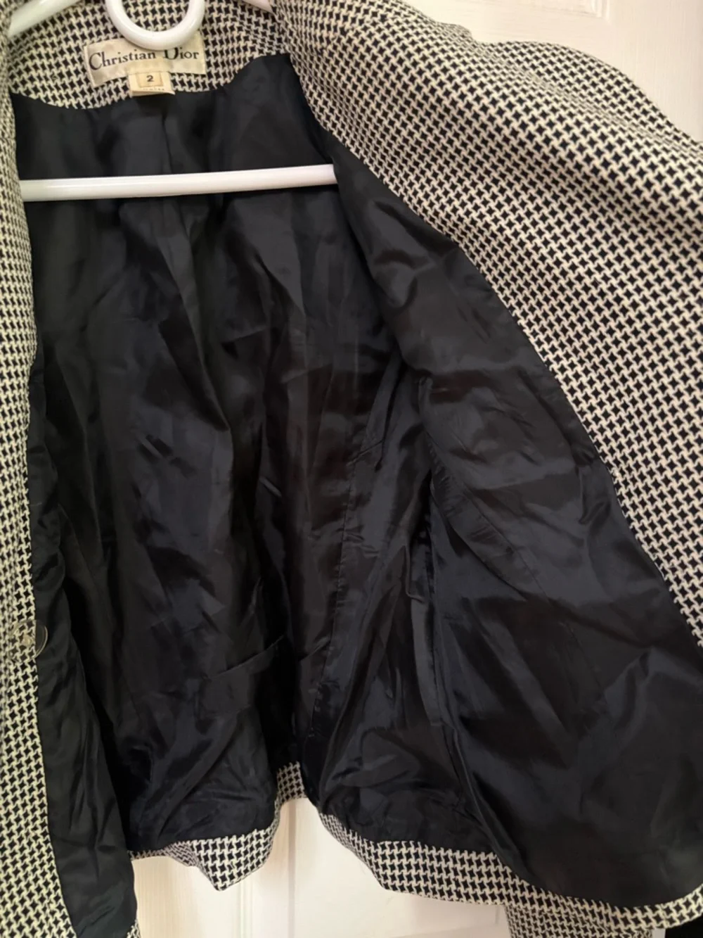 Dior Black and White Houndstooth Double-Breasted Blazer Jacket
